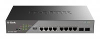 D-Link DSS-200G-10MP Настраиваемый L2 коммутатор с 8 портами 10/100/1000Base-T и 2 портами 1000Base-X SFP