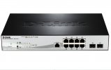 D-Link DGS-1210-10P/ME Управляемый L2 коммутатор с 8 портами 10/100/1000Base-T и 2 портами 1000Base-X SFP