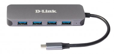 Фотография товара 'D-Link DUB-2340 Концентратор с 4 портами USB 3.0 (1 порт с поддержкой режима быстрой зарядки), 1 портом USB Type-C/PD 3.0'