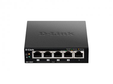 Фотография товара 'D-Link DGS-1005P Неуправляемый коммутатор с 5 портами 10/100/1000Base-T (4 порта PoE 802.3af/at, PoE‑бюджет 60 Вт)'