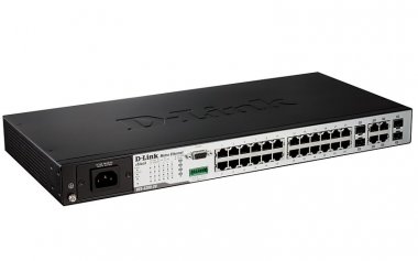 Фотография товара 'D-Link DES-3200-28/UPS Управляемый L2 коммутатор, 24x100Base-TX, 2x1000Base-X SFP, 2xCombo 1000Base-T/SFP'
