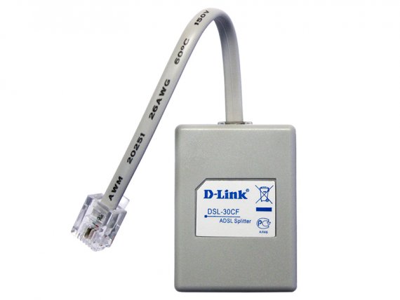 Фотография товара 'D-Link DSL-30CF/RS Сплиттер ADSL2+ Annex A c телефонным кабелем 12 см'