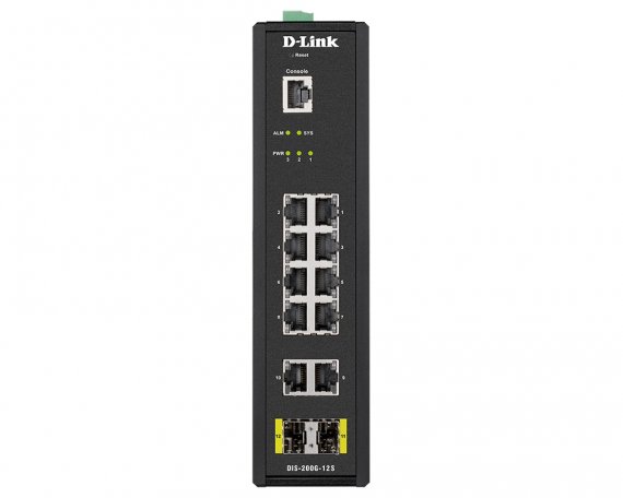 Фотография товара 'D-Link DIS-200G-12S Промышленный управляемый L2 коммутатор с 10 портами 10/100/1000Base-T и 2 портами 1000Base-X SFP'