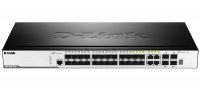 D-Link DGS-3000-28SC/UPS Управляемый L2 стекируемый коммутатор, 20x1000Base-X SFP, 4x10GBase-X SFP+
